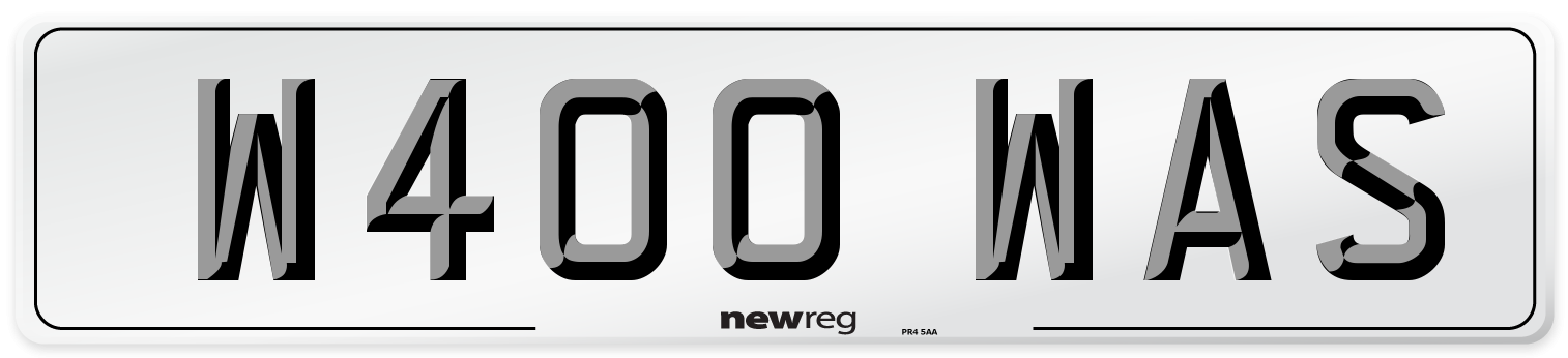 W400 WAS Number Plate from New Reg